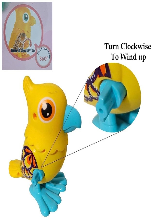 IndusBay® Pack of 3, Key Operated Jumping Hopping Parrot Bird Wind up Flipping Clockwork Animal Toy for Kids, Multicolor - Image 3